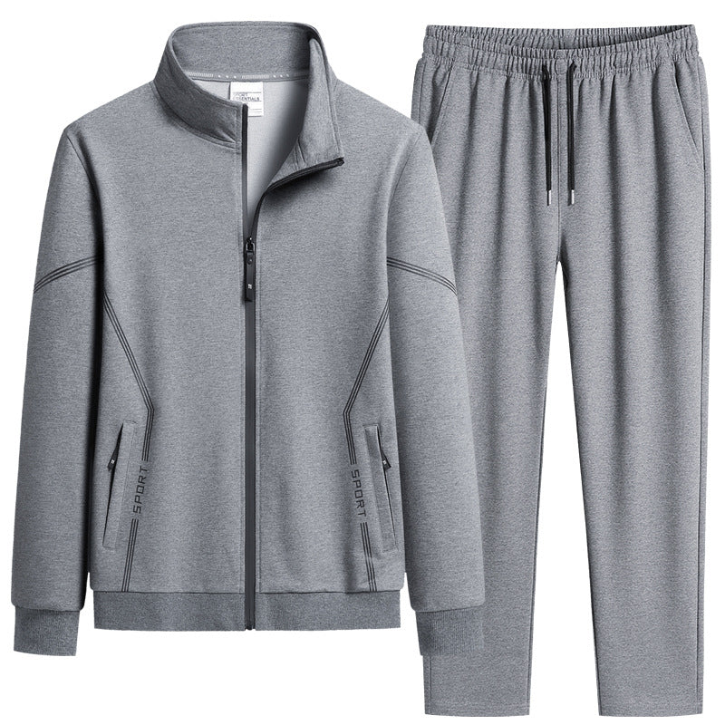 Men's Breathable Cotton Loose Plus Size Casual Sweatshirt and Tracksuit Set - Trendy Two-Piece Sport Outfit