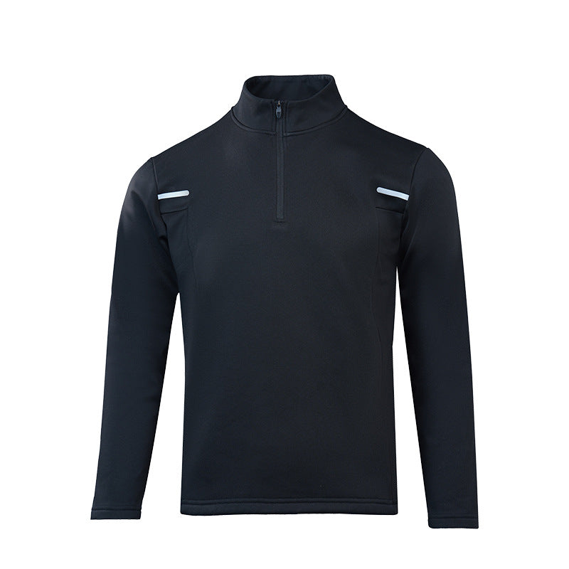 Fleece-Lined Half-Zip Stand Collar Outdoor Running Sports Jacket - Men's Long-Sleeve Training Shirt