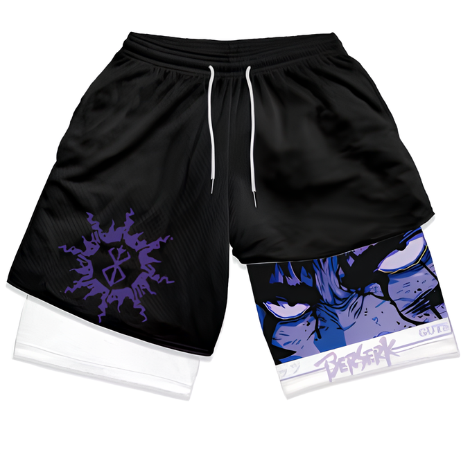 Black Anime Berserk Sports Shorts for Men Model 4 FitFints