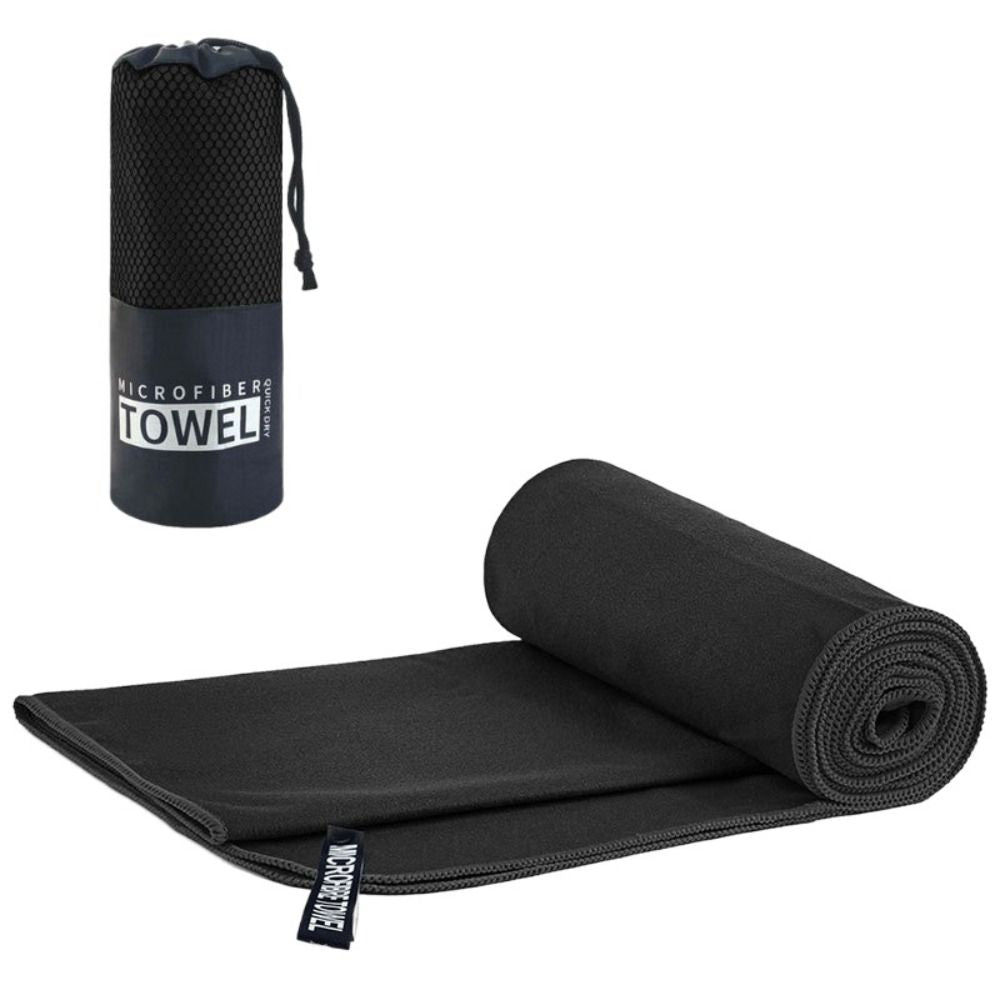 Fit-Flip Quick-Dry Black Microfiber Sports Towel – Soft, Lightweight & Absorbent