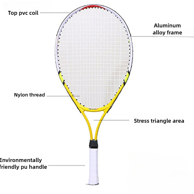 23 Inch Youth Tennis Racket, Aluminum Alloy Frame with Strong Nylon String for Junior Training