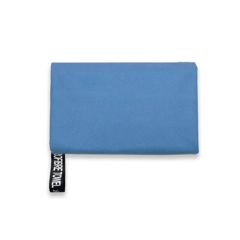 Ultra-Absorbent Blue Microfiber Towel for Sports & Outdoor Activities