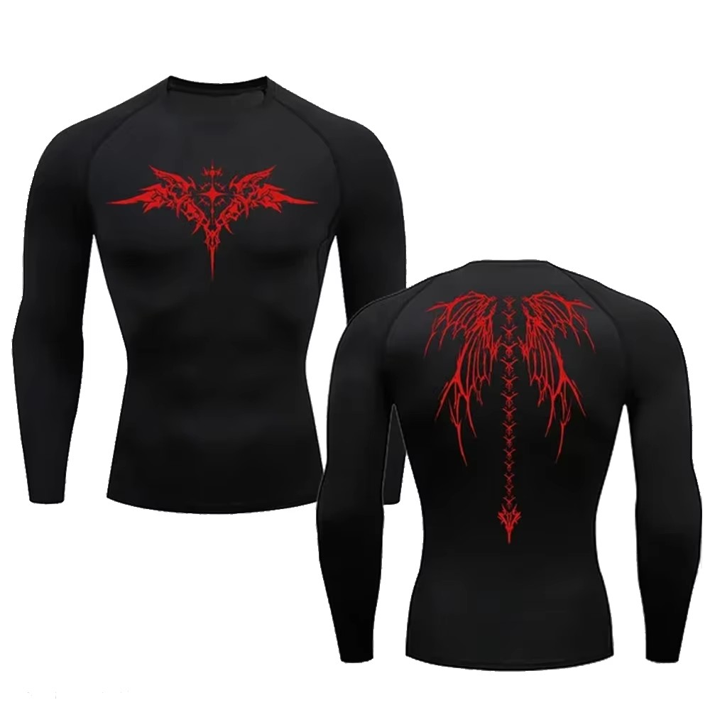 Skeleton Wings Compression Shirt Long Sleeve - Model 2 | High-Performance Activewear