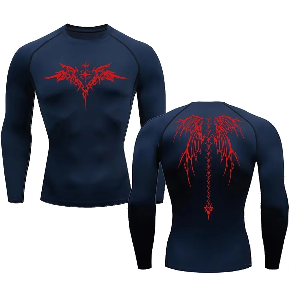 Skeleton Wings Compression Shirt Long Sleeve - Model 2 | High-Performance Activewear