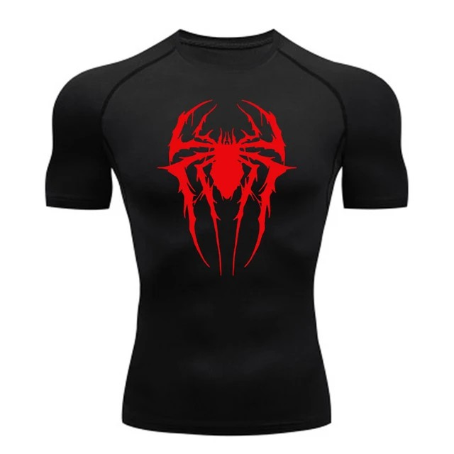 Spiderman Black Compression Shirt - Short Sleeve for Men FitFints