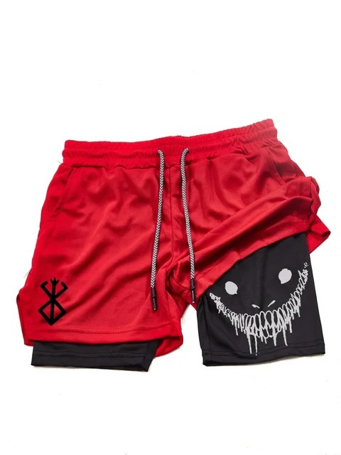 Red Anime Berserk Sports Shorts | Stylish and Comfortable Activewear FitFints